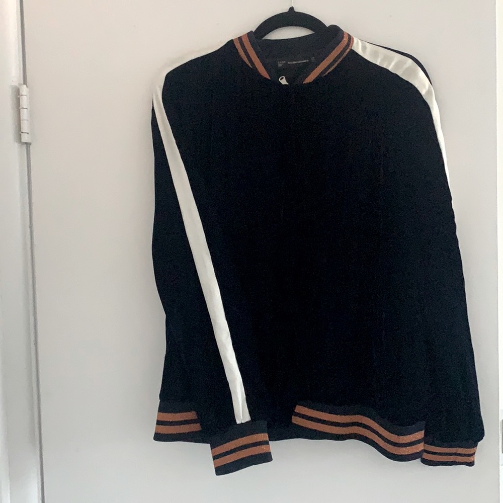 Velvet Track Jacket with embroidered flowers
